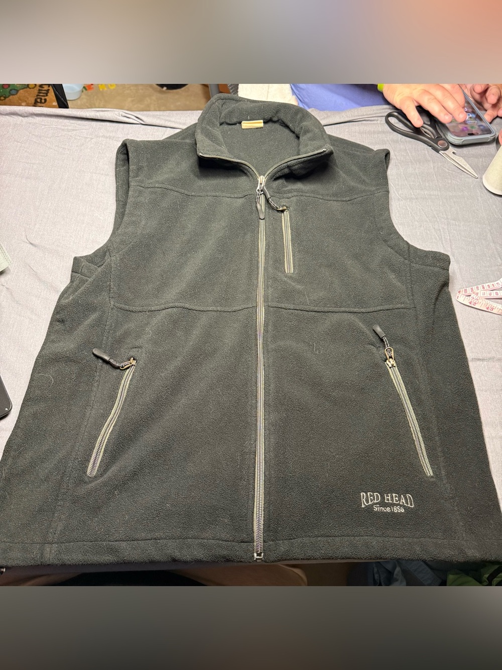 RedHead Men's Black Fleece Vest with Zip Pockets